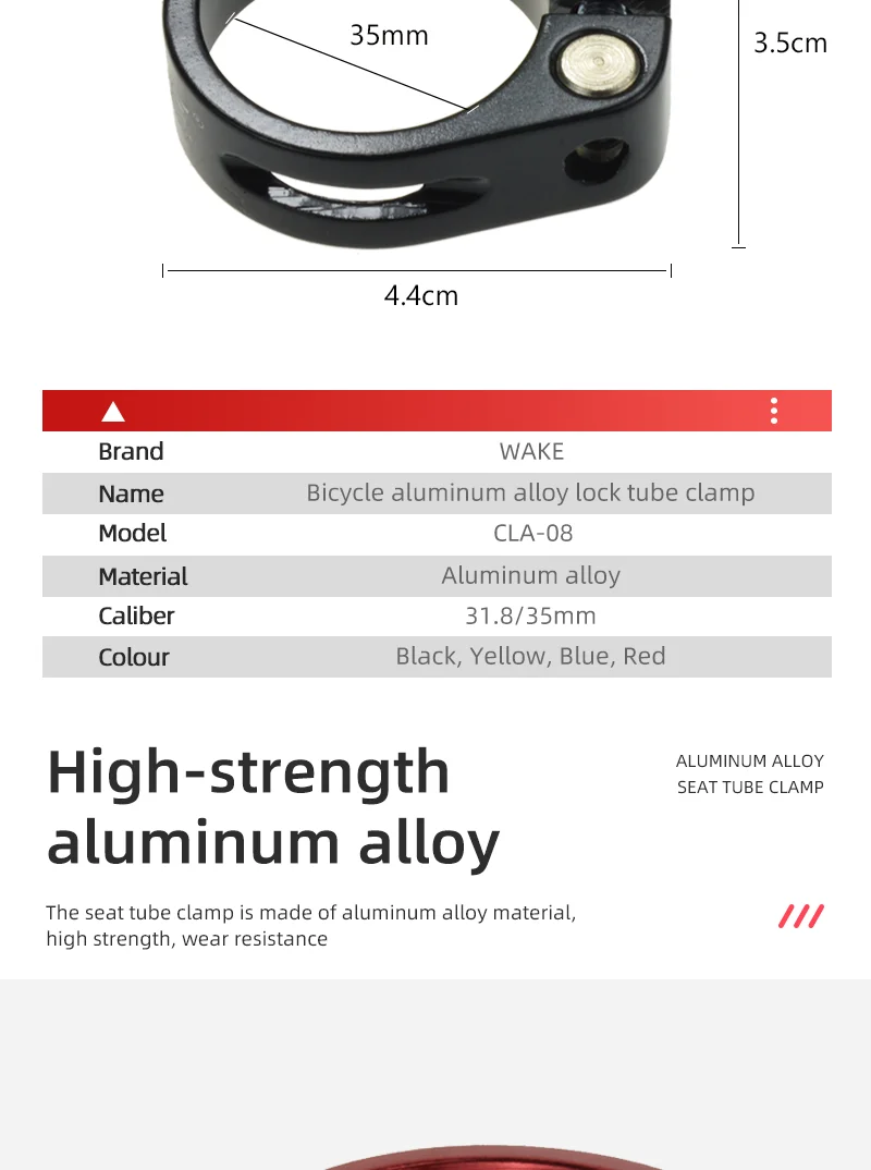 Wake sattelklemme Mountainbike Aluminium legierung Sattelstütze klemme 35/31,8mm Sitzrohr klemme Zubehörteil für MTB BMX Fahrrad Rennrad fahrrad zubehör – Detail 5