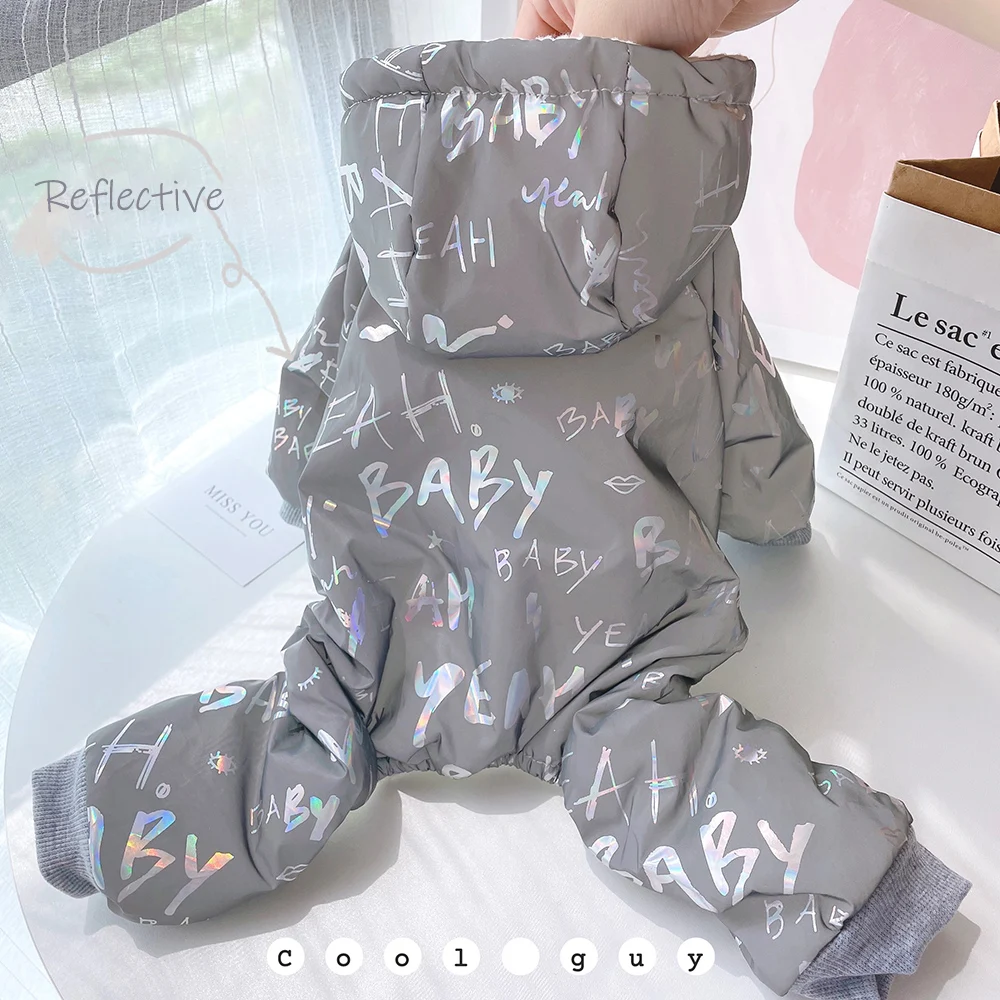 Laser Letters Reflective Overalls for Dogs Waterproof Winter Dog Clothes for Medium Dogs Cold Weather Jacket Coat for Yorkie