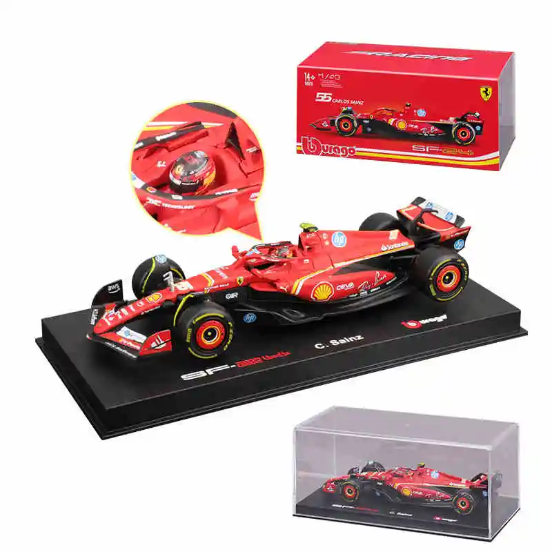 Bburago 1:43 Ferrari SF24 F1 Car Model 2024 Season 16# Leclerc 55# Sainz Alloy Luxury Vehicle Diecast Formula Racing Toy Gift