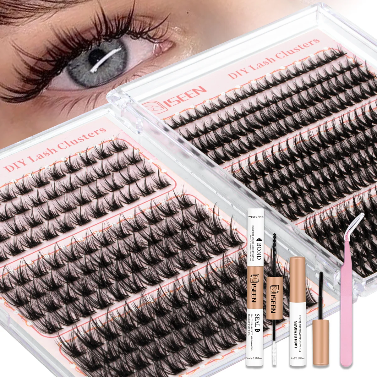 Clusters de cils bricolage Kit d'extension de cils naturels individuels vaporeux Styles de mélange doux pour les débutants avec outil de maquillage de liaison et de joint