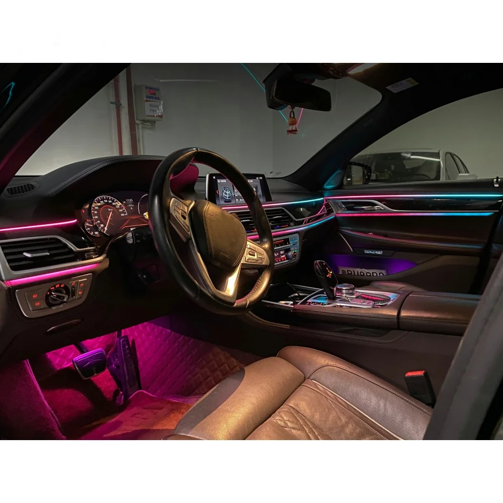 Misura per BMW Serie 7 G11 Luce d'atmosfera dinamica Luce ambientale Schermo di illuminazione interna automobilistica/Parti di automobili di controllo APP