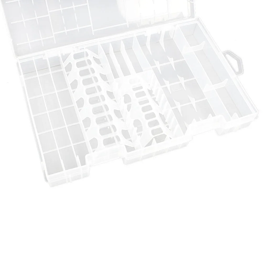 

10- Aa 8- Aaa 9V Storage Case Transparent Hard Plastic Organizer Box Movable Brackets