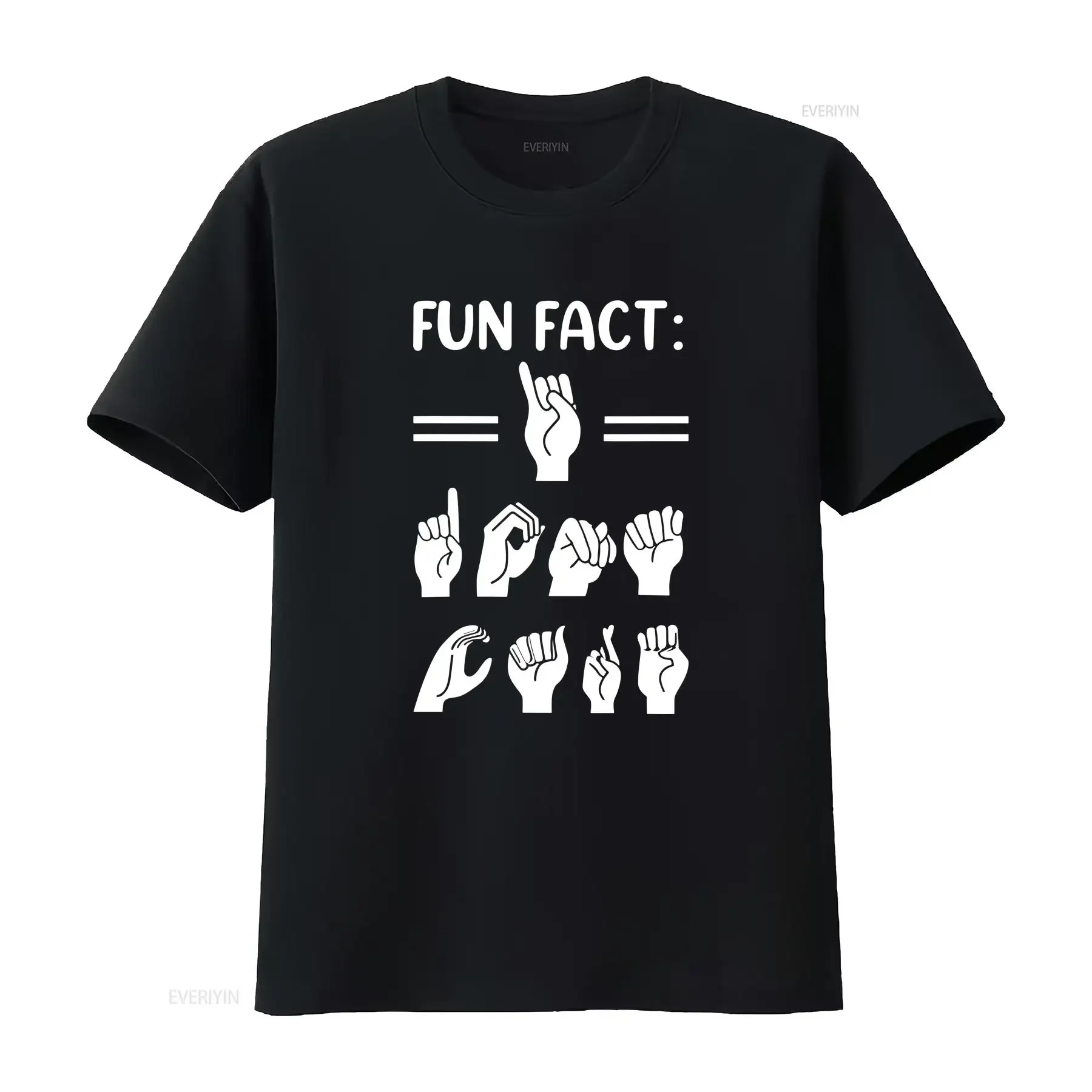 Womens Funny Asl American Sign Language Fun Fact I Don t Care Shirt Black 2XL vintage Washed Comfortable designer clothes