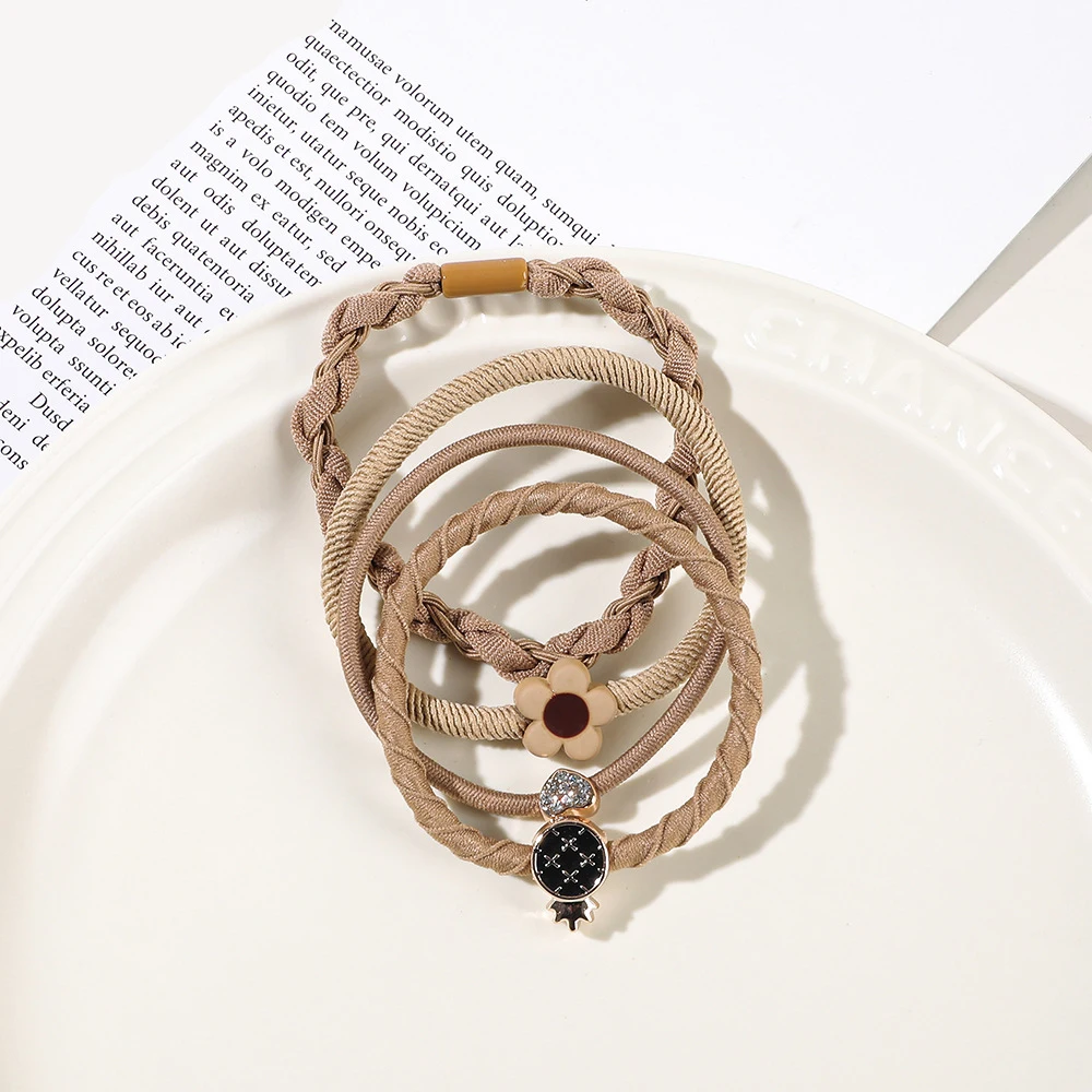 4 teile/satz Frauen Mädchen grundlegende Haar bänder einfache einfarbige elastische Stirnband Pferdes chwanz Halter Haar gummis Haarschmuck Ornamente – Detail 9