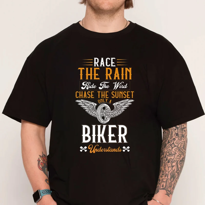 

Винтажная байкерская футболка для мужчин, велосипедная футболка, новая модная мужская повседневная футболка из 100% хлопка с коротким рукавом и круглым вырезом с принтом