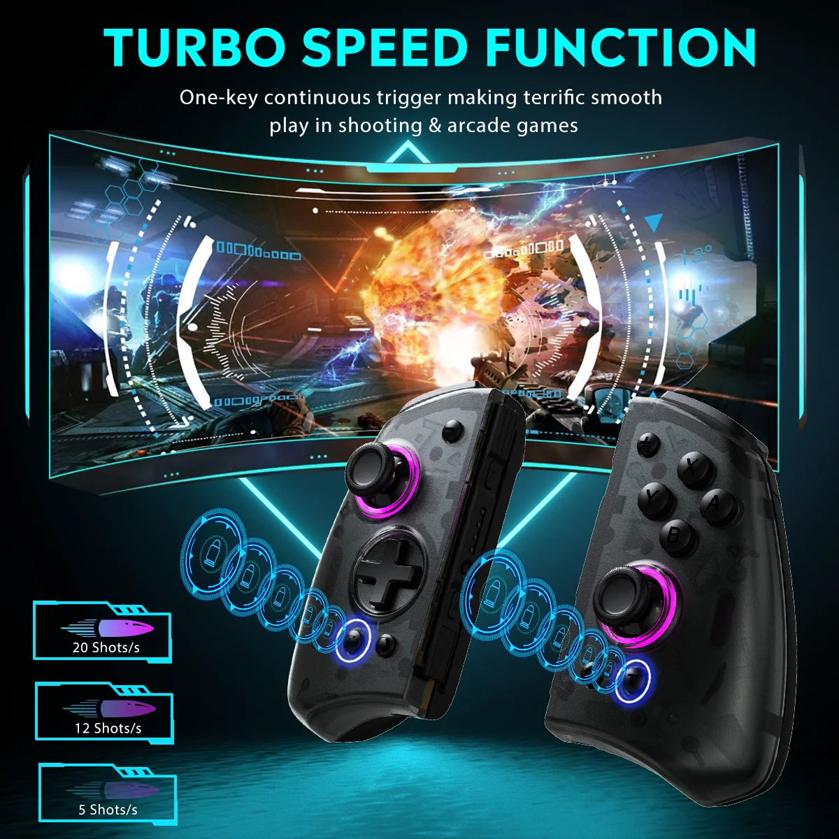 Imagem -03 - Qrd Stellar t5 Joypad sem Fio Joystick Efeito Hall Cores Led Light Turbo Programável e Macro Apto para Nentindo Switch Lite Oled