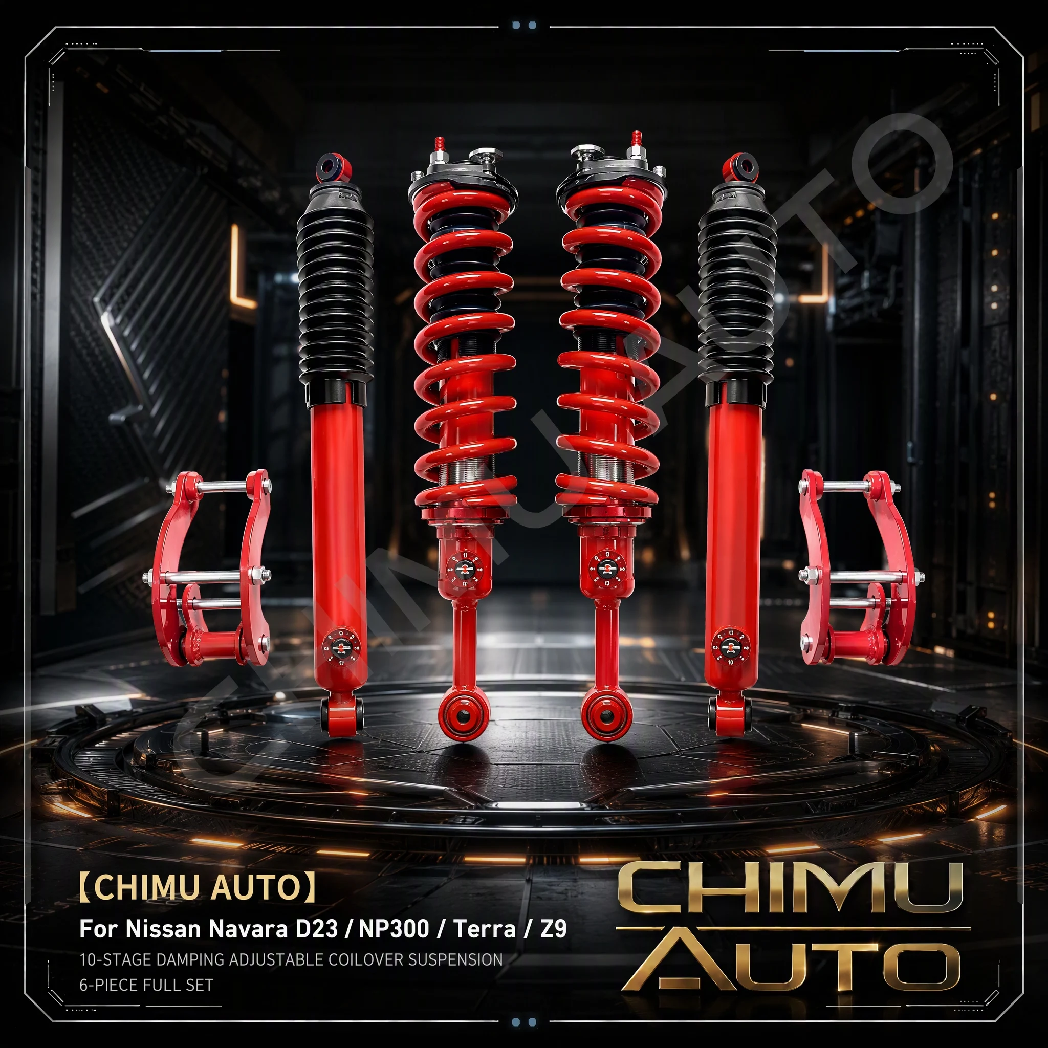 【CHIMU AUTO】For Nissan Navara D23 NP300 Terra Z9 Full Suspension Lift Kit 10-Stage Damping Coilover Shocks Extended Shackles Set