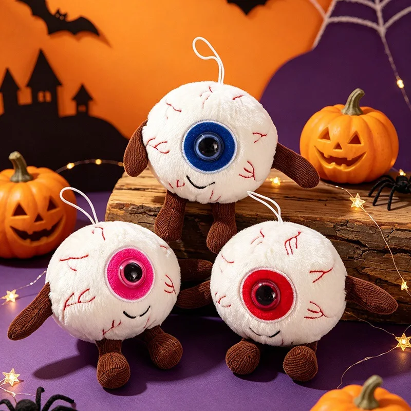 New Halloween Eyeball Plush Doll Scary Dark Gothic Keychain Pendant Hanging Decoration For Halloween Party Prank Gift For Adult