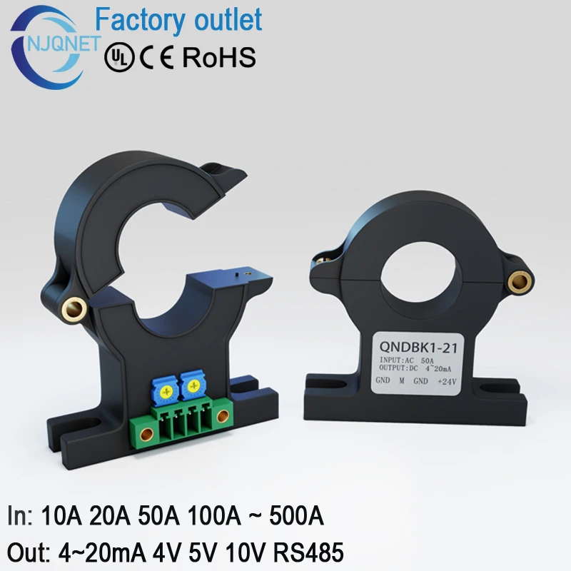 

hall effect current transducer QNDBK1-21 DC 30A 50A 100A 200A 300A 400 / 4~20mA ac current transformer split core current sensor