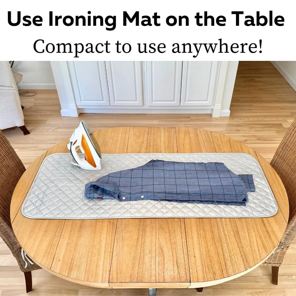 Portable Ironing Mat Blanket (Iron Anywhere) Ironing Board Replacement, Iron Board Alternative Cover, Dryer Heat Resistant Mat