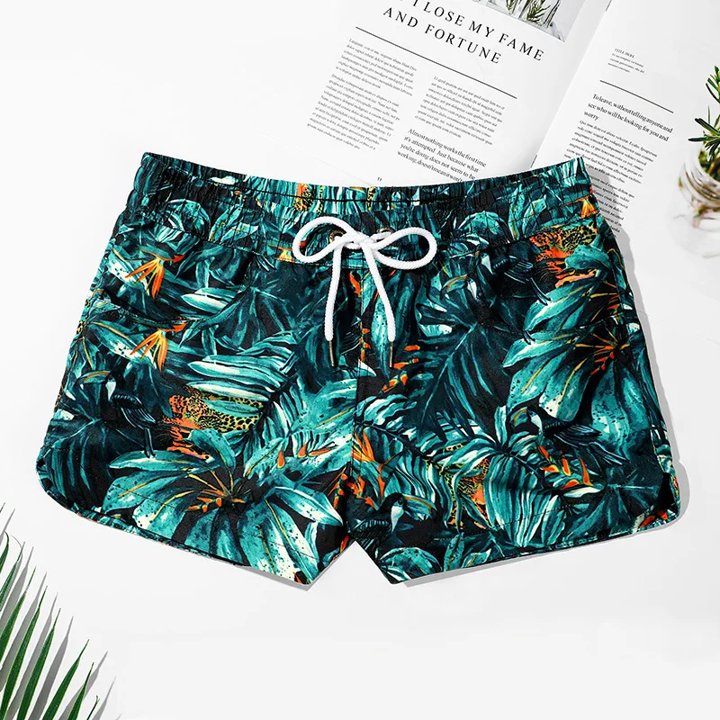 Beach  men's quick-drying belt lined loose and comfortable flat-angle fashion casual five-point pants seaside surf pants A001