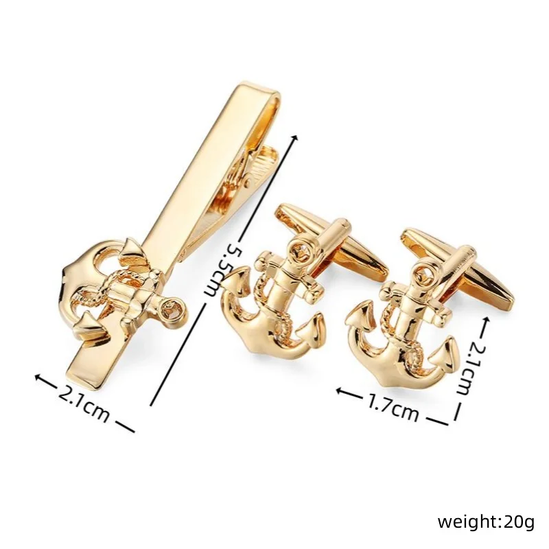 High quality men\'s French shirt cufflinks tie clips classic Luxury ship anchor button clips business suit accessories jewelry