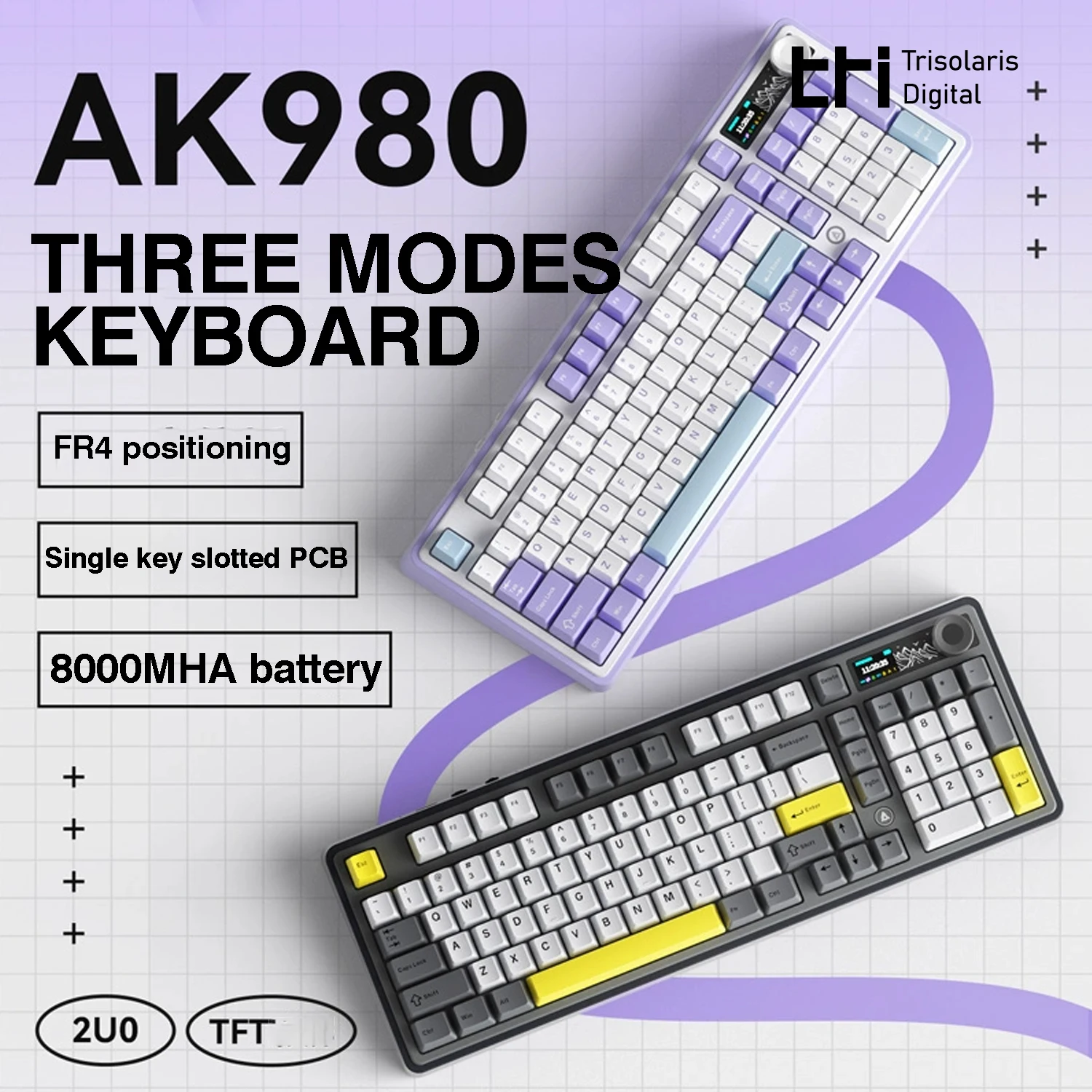 

AJAZZ AK980 Mechanical Keyboard Multi-function Knob GASKET Structure Color Screen Wireless Gaming Keyboard PC Gamer Accessories