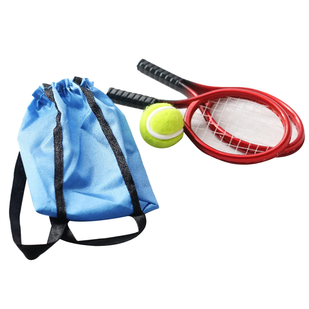 

Simulated Tennis Racket Set Minihouse Shuttlecock Toy Tool Model Decorative for Kids Toys Ornamental Cabinet Baby Children