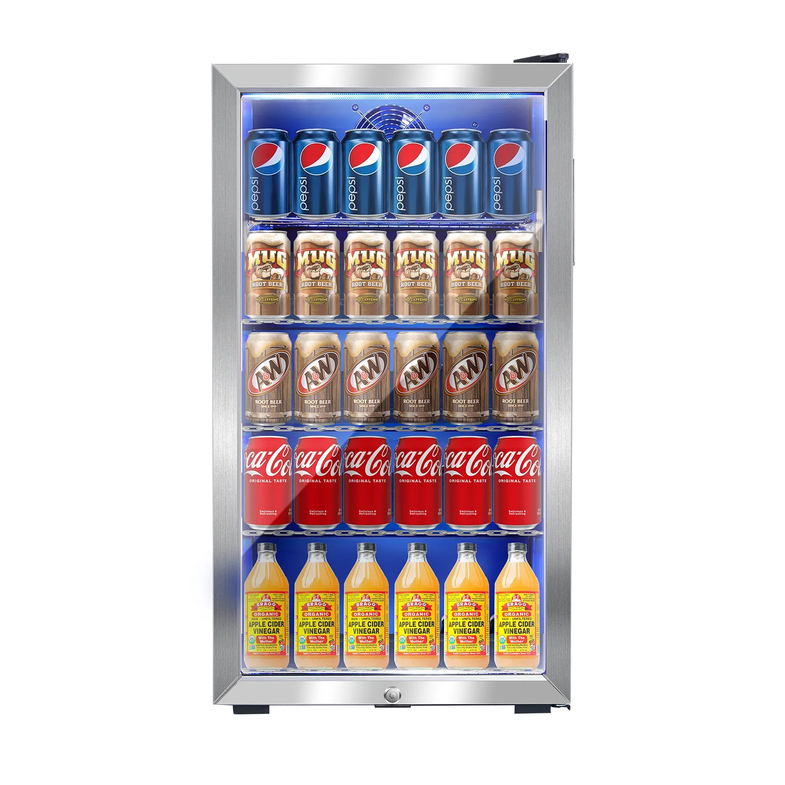 Beverage Refrigerator and Cooler, 117 Can Mini Fridge with Glass Door for Soda Beer or Wine auto Defrost Drink Dispenser Machine