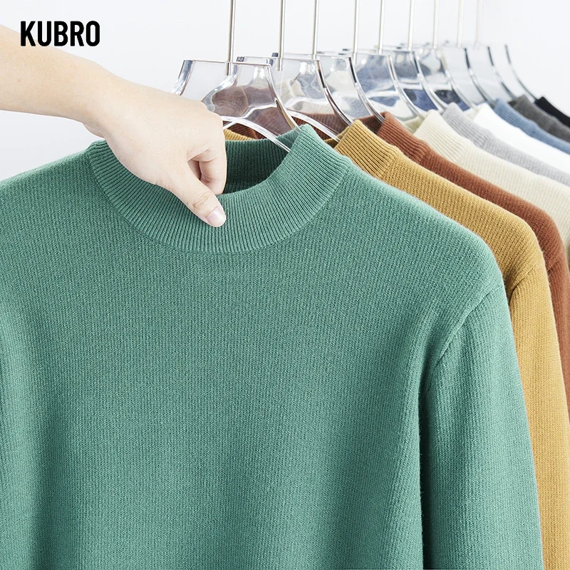 KUBRO Sweater Men Casual High Quality Cotton Pullover Knitted Sweaters Male 2023 Winter Fashion Brand Men‘s Pullover Sweaters