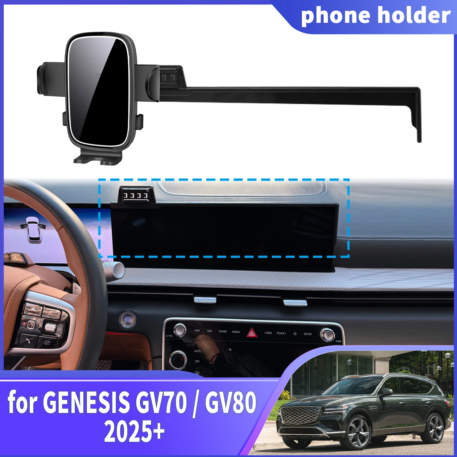 

for GENESIS GV70 / GV80 2025 2026 2027 Navigation Phone Holder Mount Customized Car accessoires