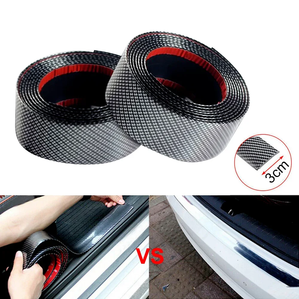 

3cmx1m 3D Carbon Fiber Car Sticker Paste Protector Strip Auto Door Sill Side Mirror Anti Scratch Tape Waterproof Protect Film