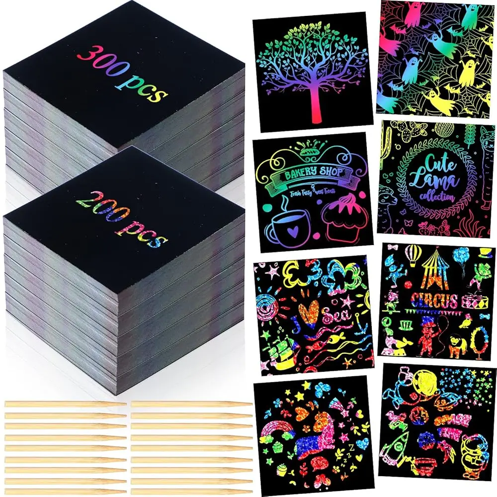 

Скретч-карты Rainbow Note: наборы для творчества из бумаги с 20 бамбуковыми стилусами для взрослых, подарки на день рождения, сувениры для вечеринок