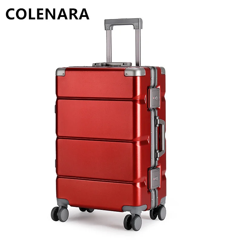 COLENARA-Valise à Roulettes avec Cadre en Aluminium, Valise à Roulettes de Grande Capacité, Boîte d'Embarquement à Roues Universelle, Bagages de 20, 22, 24, 26, 28 Pouces