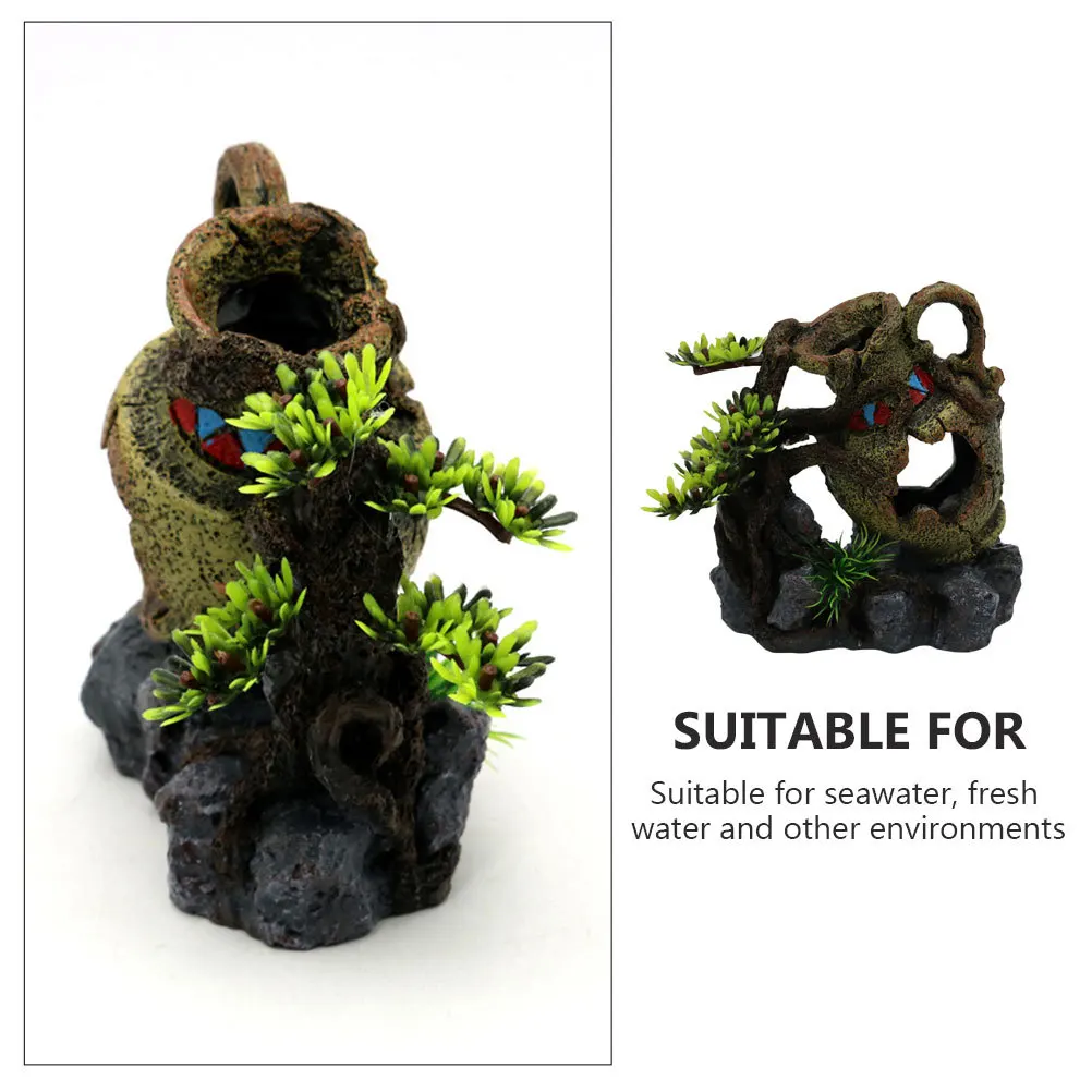 

1Pcs Durable Resin Fish Tank Ornament Broken Bucket Aquarium Decoration Hideout Natural Landscape Suitable Freshwater Seawater