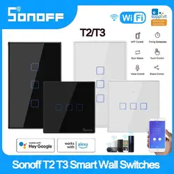 SONOFF T2 T3 TX Series Smart Wall Switches 1/2/3Gang Smart Home Automation Control Work With EWelink APP RF433 Alexa Google Home