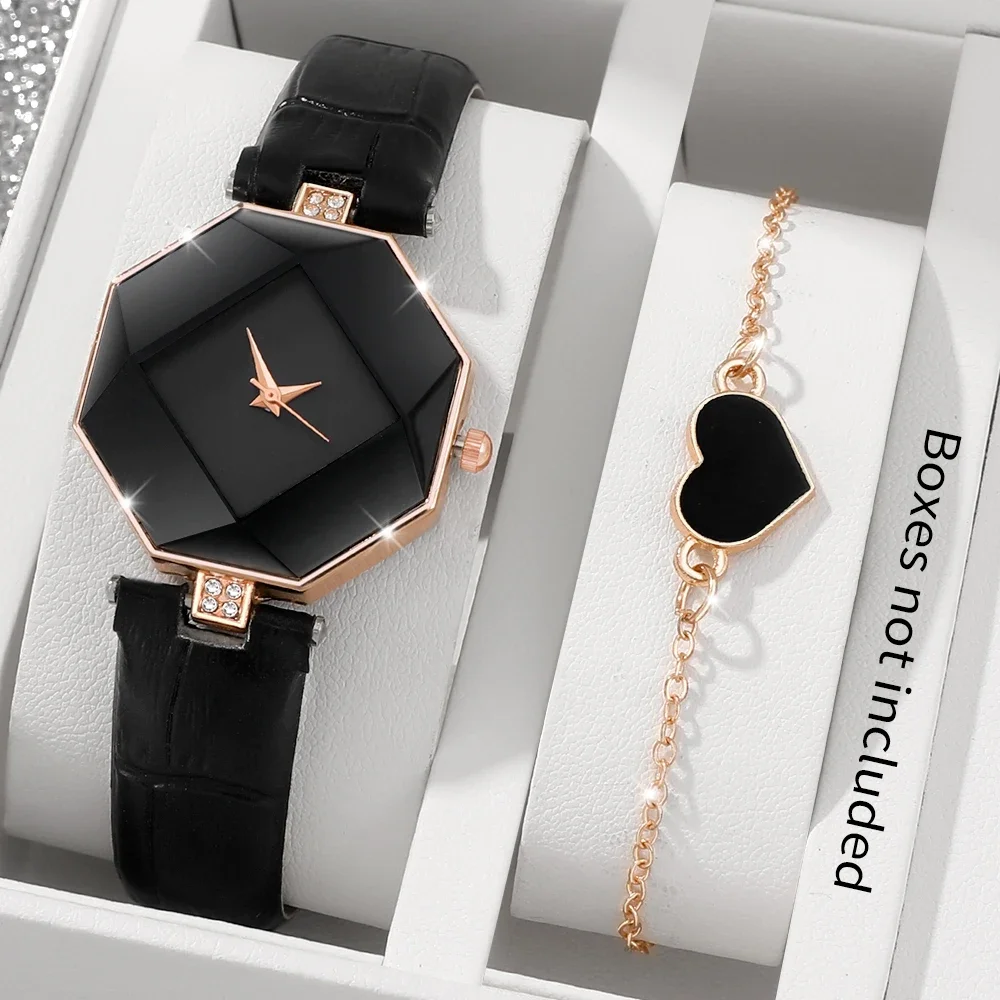 2-piece women's watch+accessory set, new fashionable watch+elegant accessories, the best choice for gift giving