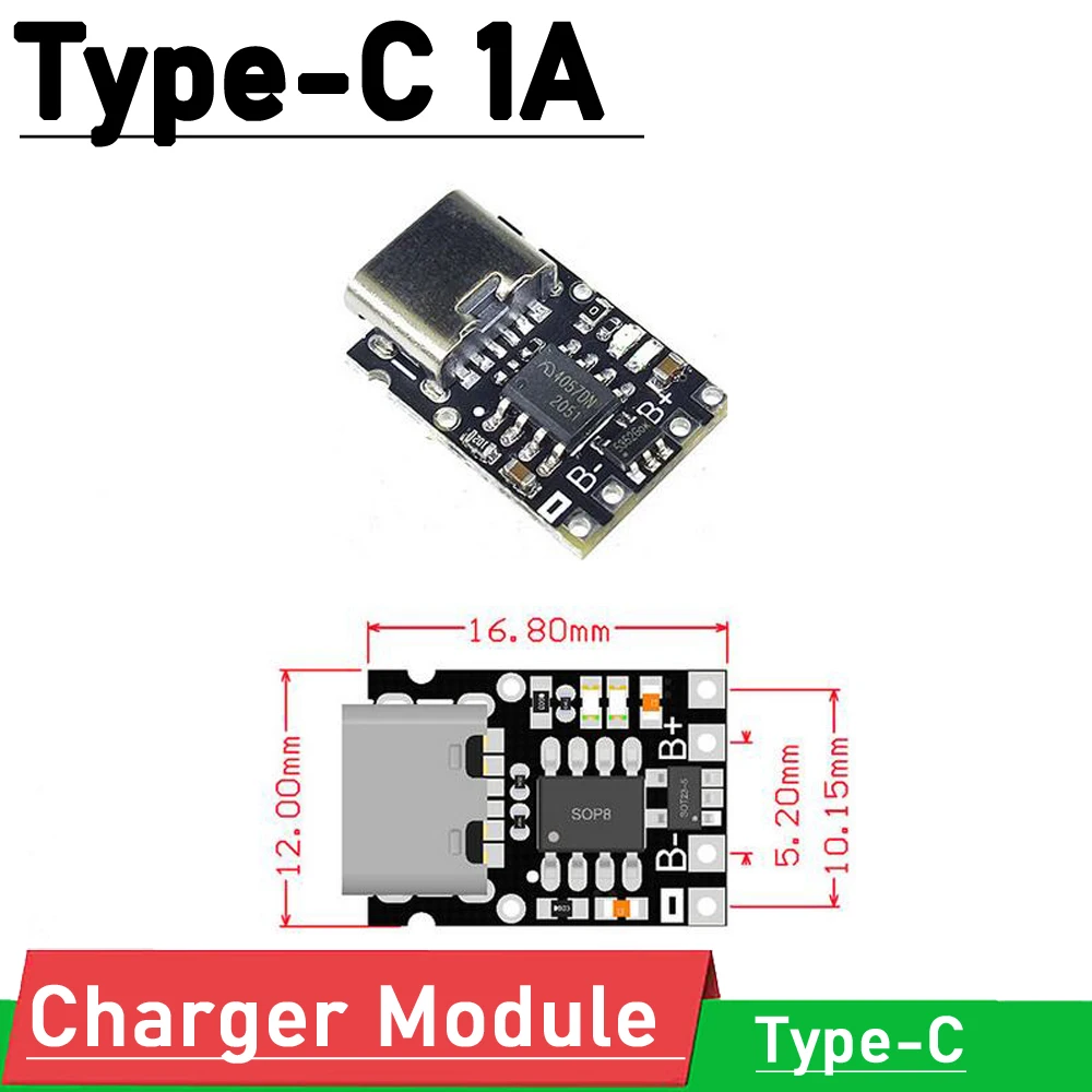 Tipo-C 1S 1A 3.7V scheda di ricarica della batteria al litio modulo caricabatterie 4.2V con protezione MINI per batterie agli ioni di litio 18650