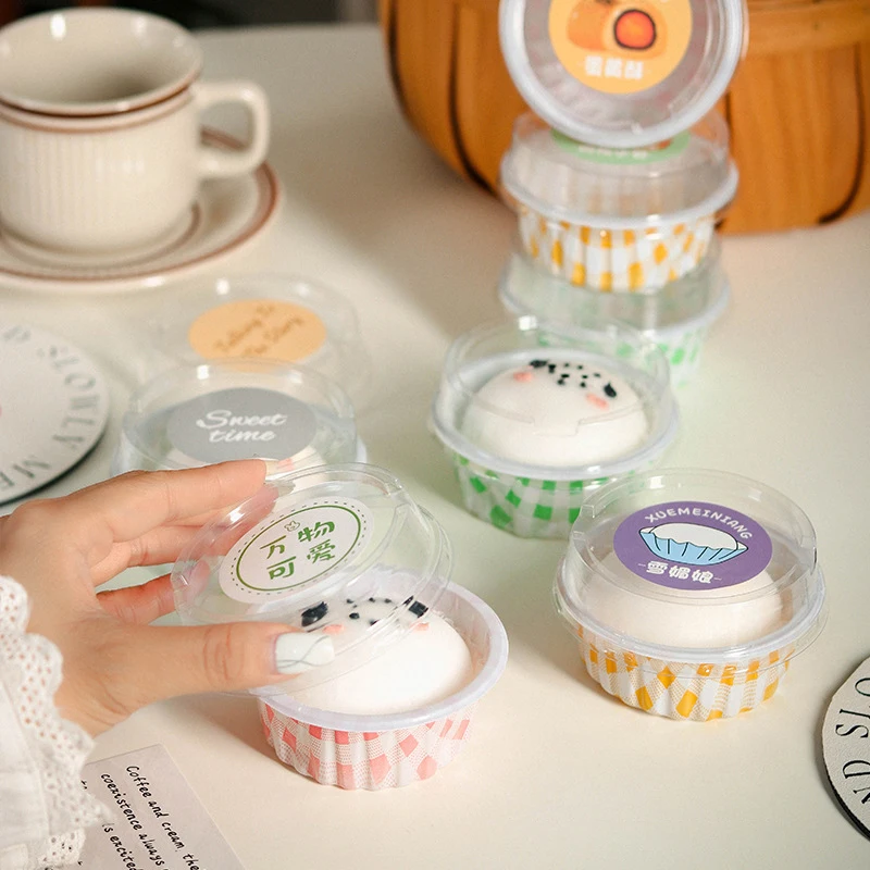 10Pcs Round Cupcake Cups With Lids Desserts Cups Disposable Muffin Cake Pudding Cups Kitchen Tools For Wedding Baking
