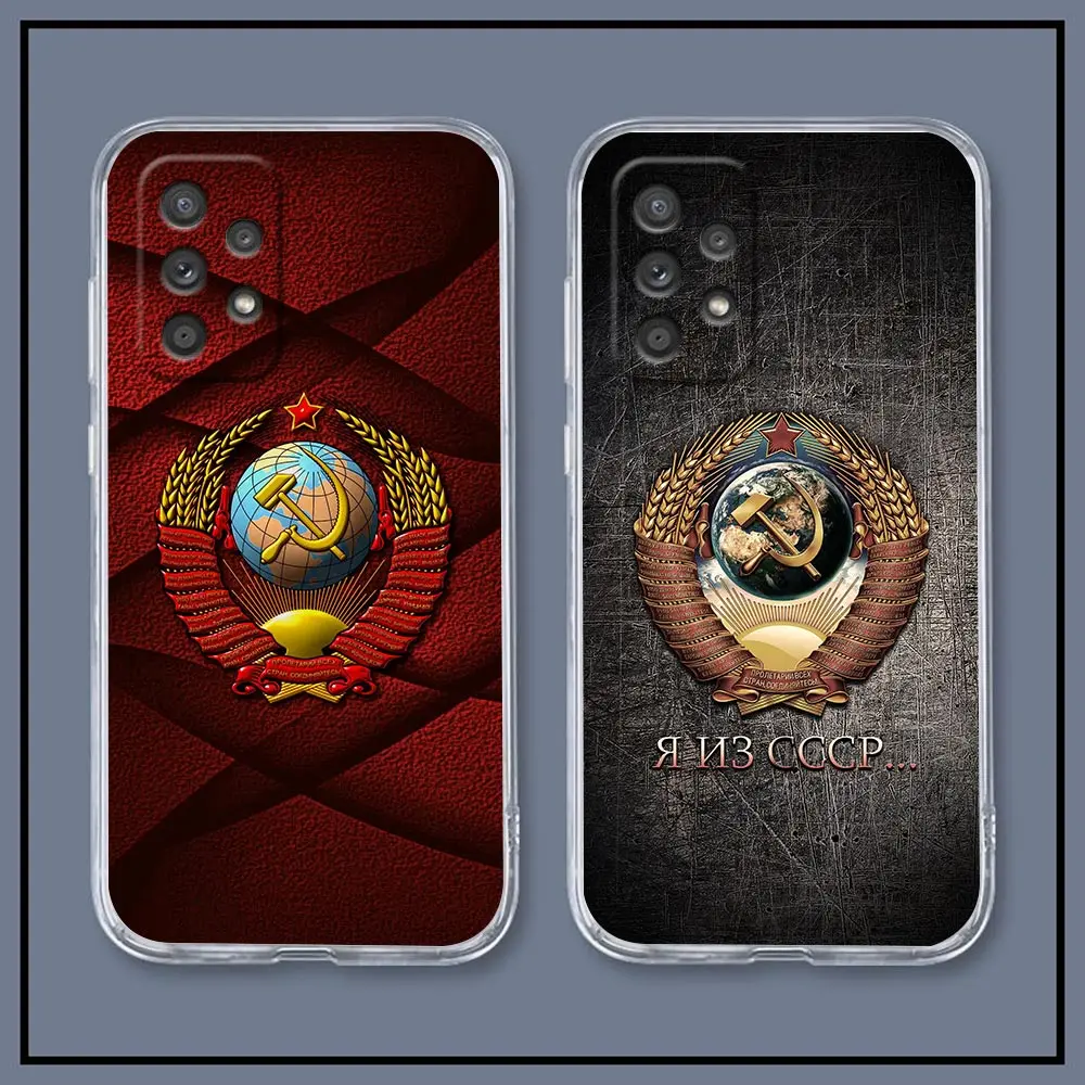 Clear Phone Case For Samsung A13 A20 A20S A21S A22 A23 A31 A32 A42 A51 A52 A53 4G 5G Case CCCP Two-Headed Eagle Flag Of Russia