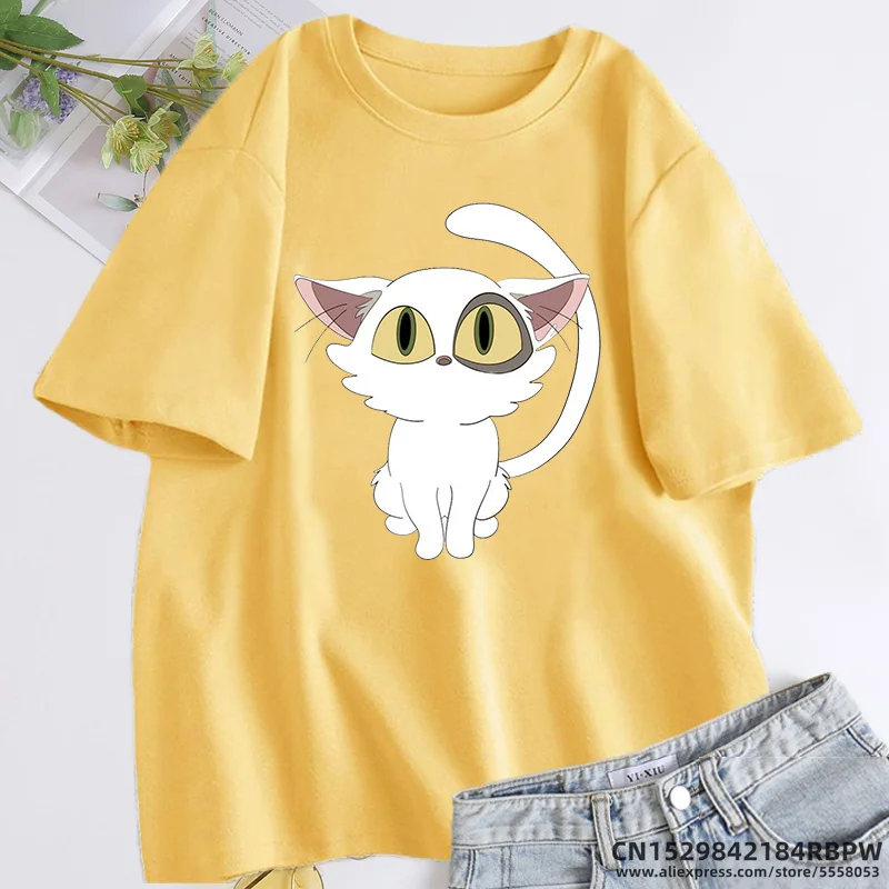 Suzume No Tojimari Cat T-shirt for Women Cartoon Anime T Shirt Cotton O Neck Tshirts Print Woman Clothes Streetwear Women's Tops