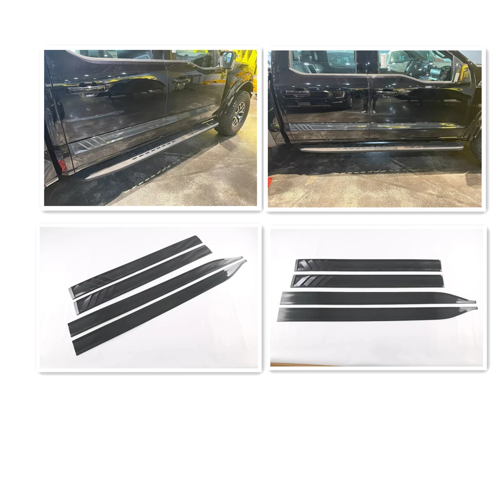 For Ford F-150 F150 2021 2022 2023 ABS Carbon Fiber Side Door Body Molding Strips Cover Trims Decoration Sticker Car Accessories