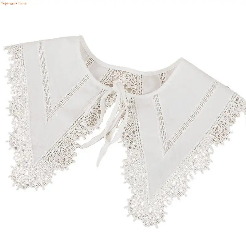 Q5WE Elegant Detachable Collar Neckwear Lace Flower Faux Collar for Women Daily Wear