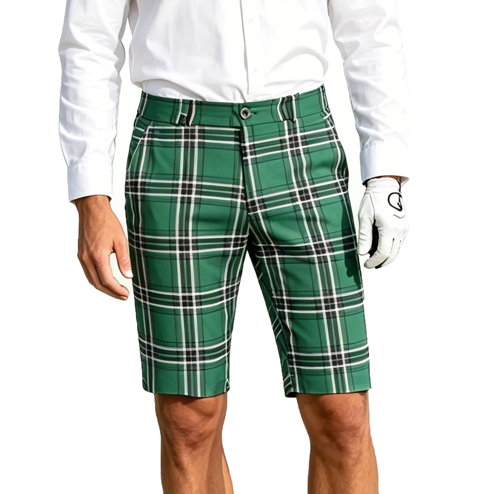 

Mens Fashion Stripe Plaid Print Golf Shorts Breathable Athletic Short Pants with Pockets Golf Course Business Work Casual Wear