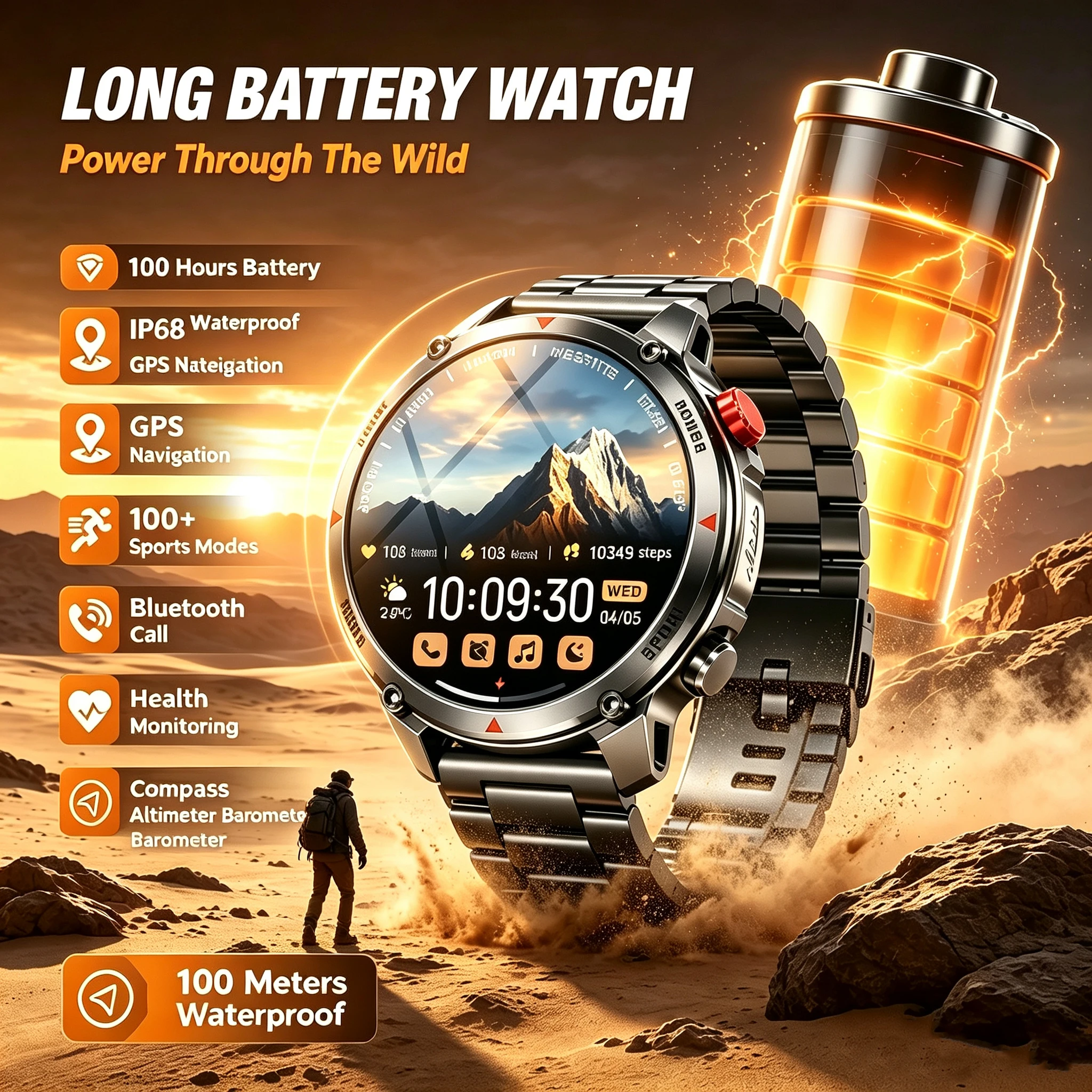 New T-Rex4 Ultra 1100mAh Battery Smart Watch GPS Track Compass IP69K Waterproof Sports Tracker Outdoors Military Smartwatches