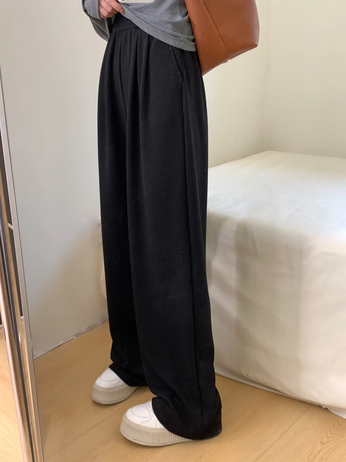 

Брюки прямого кроя с широкими штанинами, весенние, с эффектом похудения, универсальные, свободные, удобные, повседневные, длинные