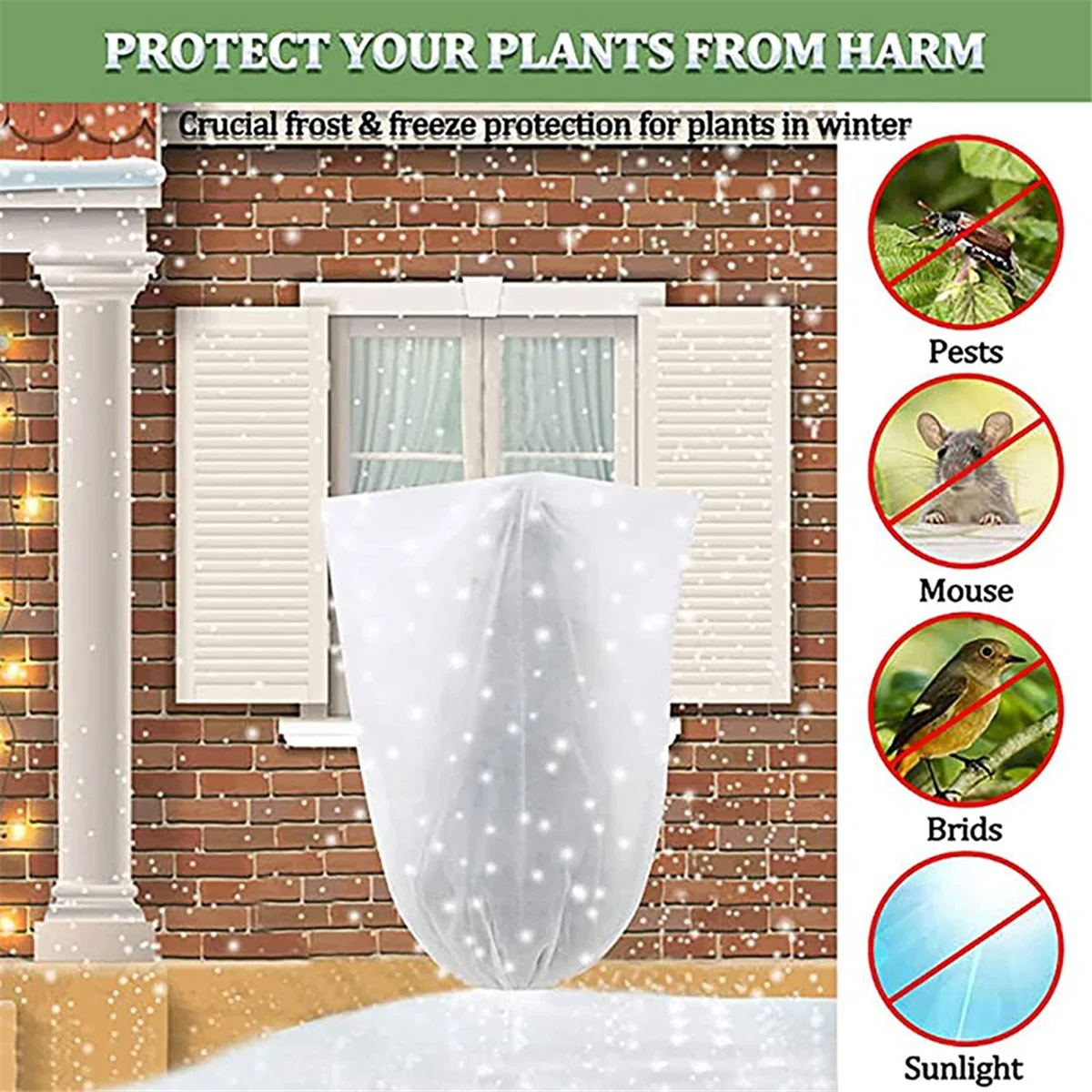 

DGO-nPlant Cover Frost Protection, Frost Protection Plant Cover with Drawstring, for Cold Winter