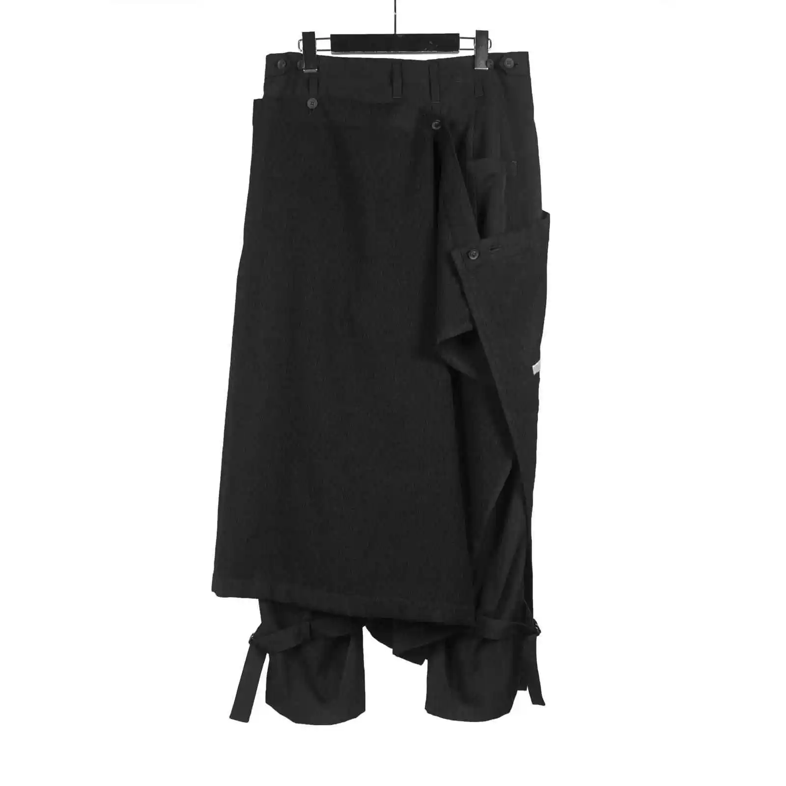 TOP-YAMAMOTO Japanese Original Design Dark Niche Black Loose Embroidered Skirt Pants