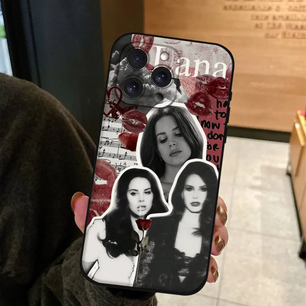 Casing HP L-Lana Del Rey Singer untuk iPhone 17 16 15 14 13 12 11 Pro Max Mini X XR XS Plus, Casing Hitam