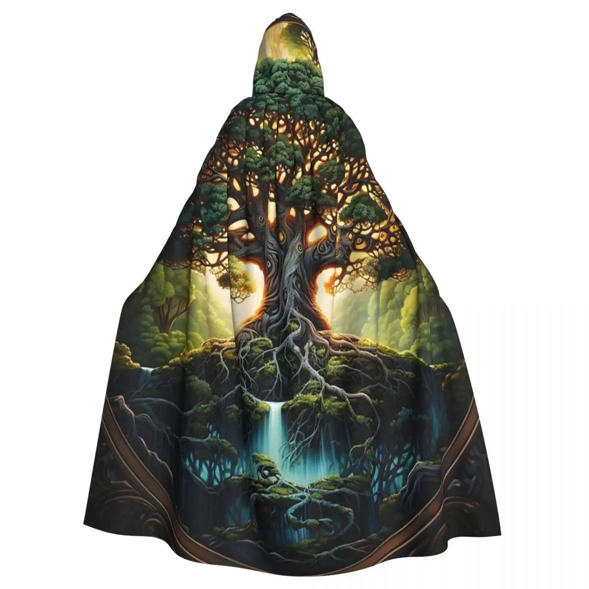 Great Tree Of Life Digital Print Long Hooded Cloak Witch Medieval Costume Cosplay Cape HalloweenVampire Adult Unisex