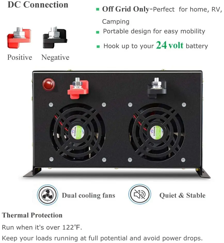 6000W 12V to 220V Pure Sine Wave Inverter Off Grid  Power Supply 24V/36V/48V DC to 100V/120V/240V AC 50Hz 60Hz Power Converter