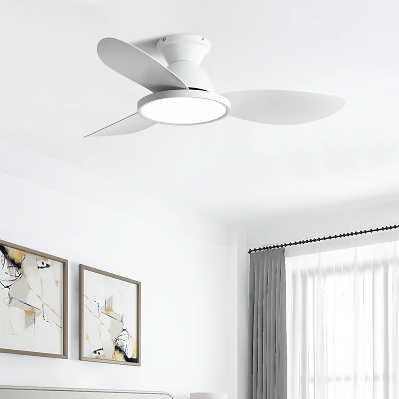 

36 42 Inch Ceiling Fan Remote Control Dimming 6 Speech 3 Fan Blades With Light Iron ABS Ventilator for Dining Room Cafe Bedroom