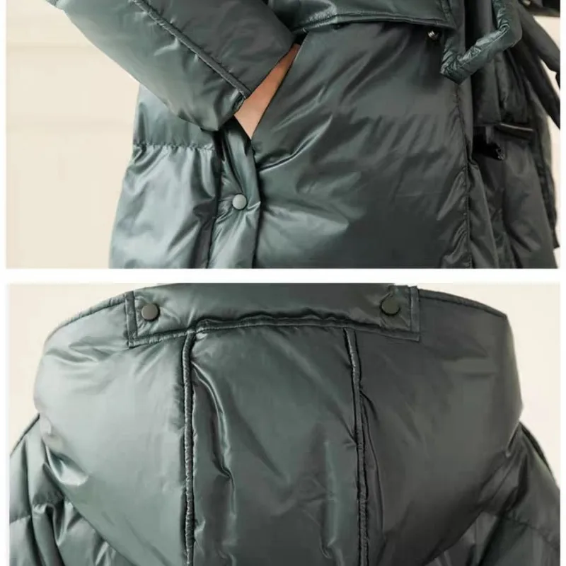 2023 New High-end Down Jacket Women Mid Length Loose and Thickened Casual Fashion Hoodie Jacket