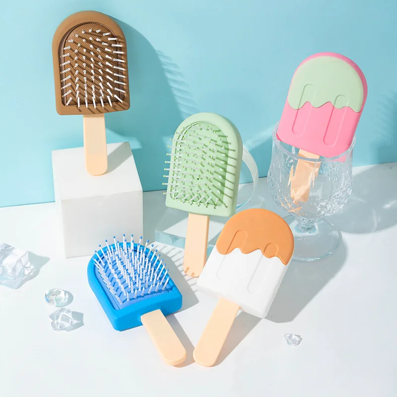Ice Cream Scalp Massage Combs Hollow Out Comb Shampoo Massage Brush for Children Hair Washing Spray Salon Hairdressing Tool Pink