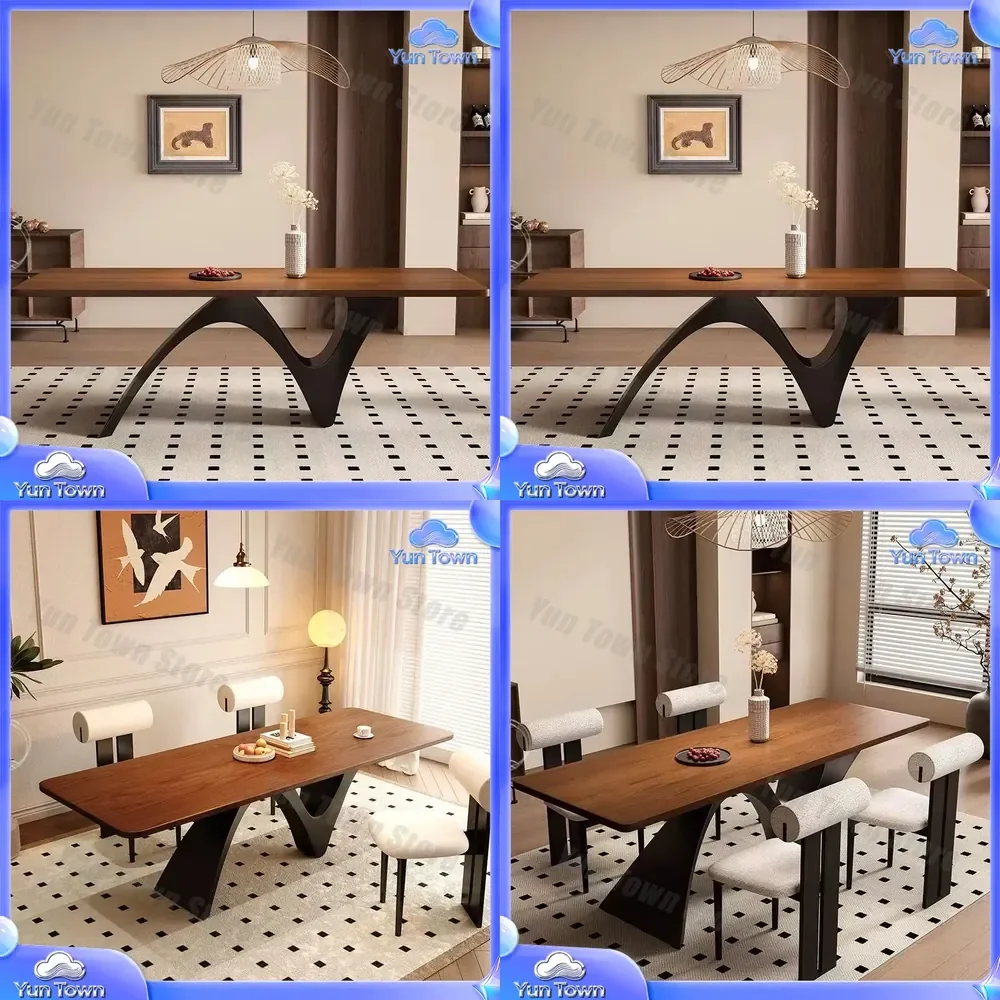 Solid Wood Dining Table for French Retro Style Rectangular Log Design Nordic Simple Modern Dining Table for Living Room Home