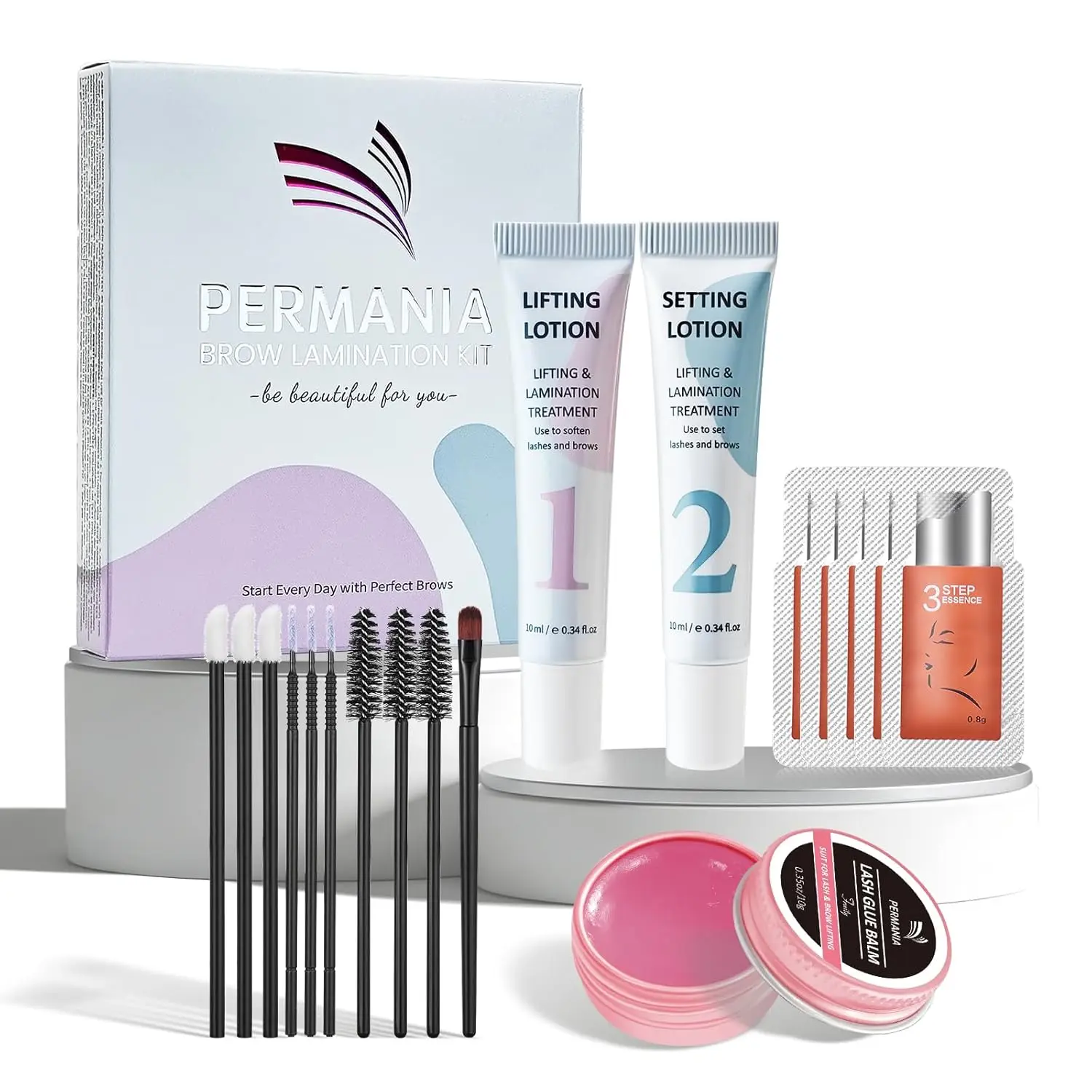 

Набор для ламинирования бровей PERMANIA New Brow Lamination Kit для более пышных и густых бровей, эффект как в салоне, держится 4 недели (с эссенцией)