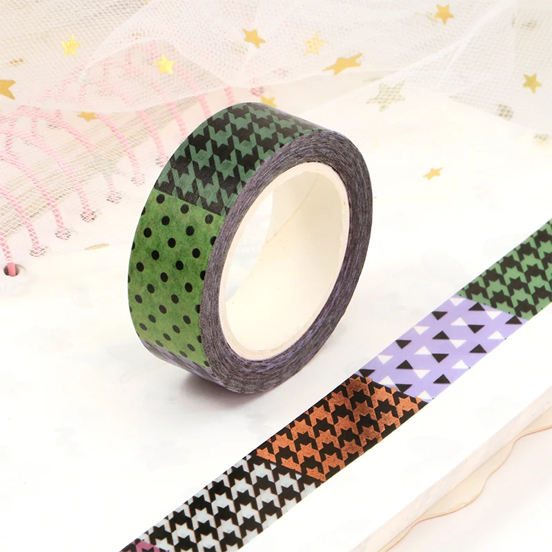 NEW 10pcs/Lot Deco Copper Foil Basic Patterns Washi Tapes for Journaling Craft Adhesive Stickers Masking Tape Papeleria