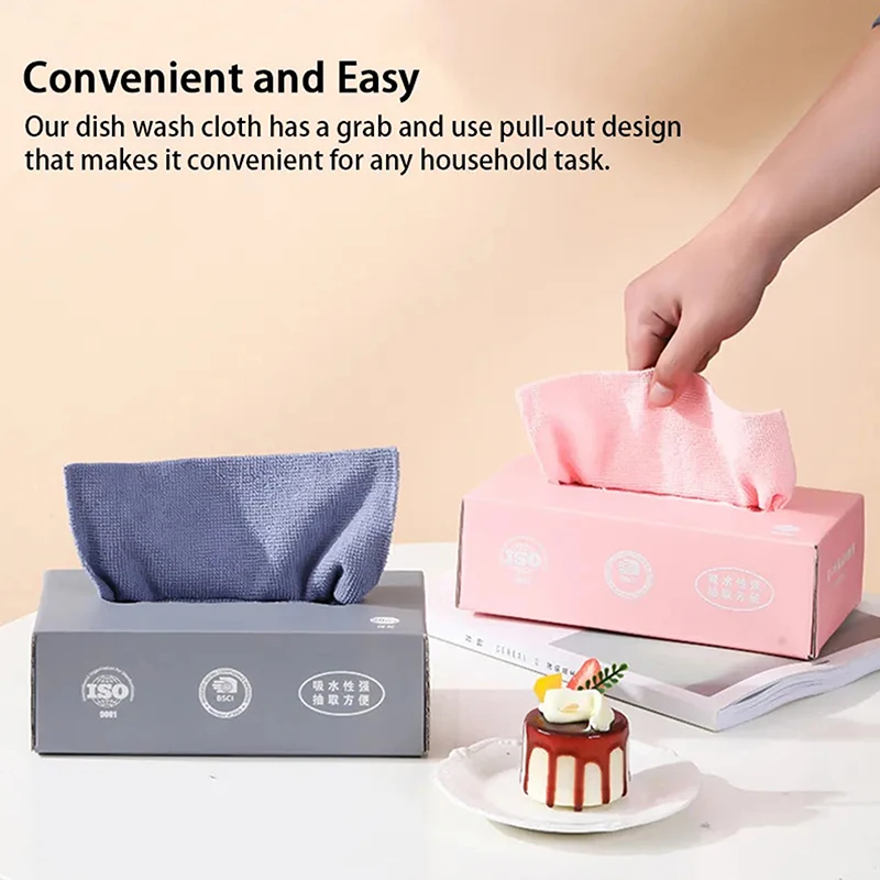 20PCS/Box Microfiber Towel Absorbent Kitchen Cleaning Dishcloth Non-stick Oil Dish Rags Napkins Tableware Home Cleaning Towels