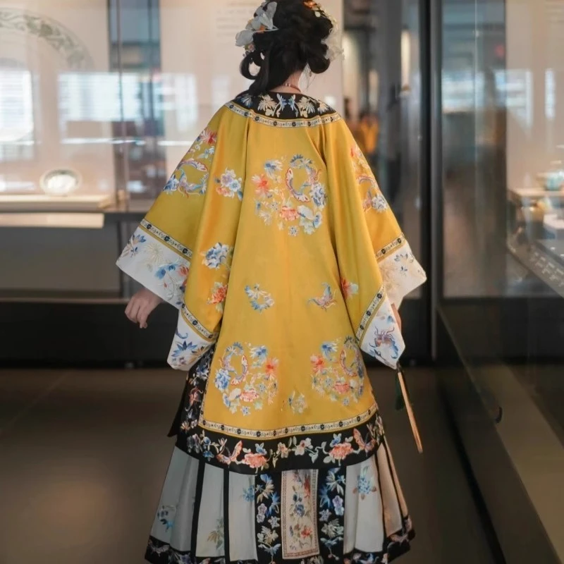 여성을위한 빈티지 청나라 Hanfu 드레스 중국 전통 말 얼굴 스커트 무대 공연 의상 코스프레