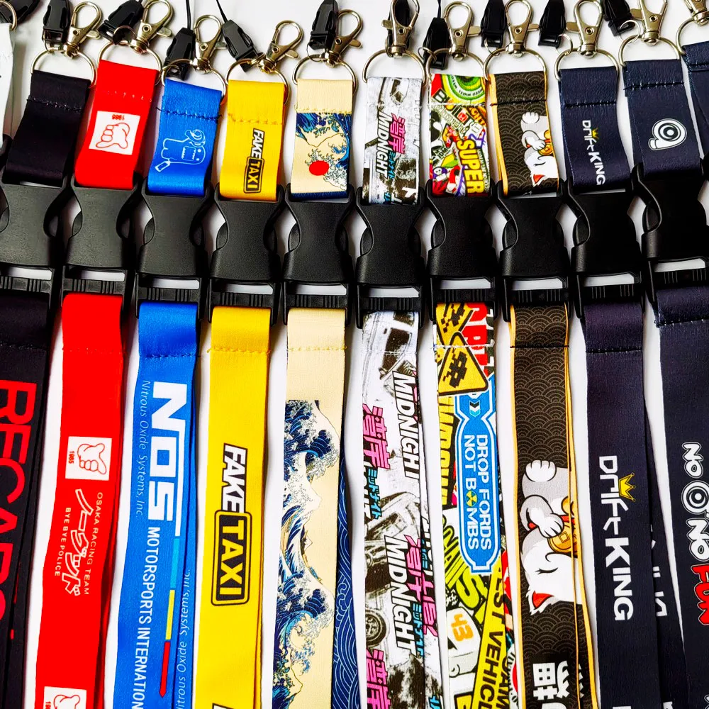 Japanese Jdm Keychains Lanyards Mobile Phone Key Ring Faketaxi NOS Keytags Tunning Ribbon Keychain Accessories for Cars Woman